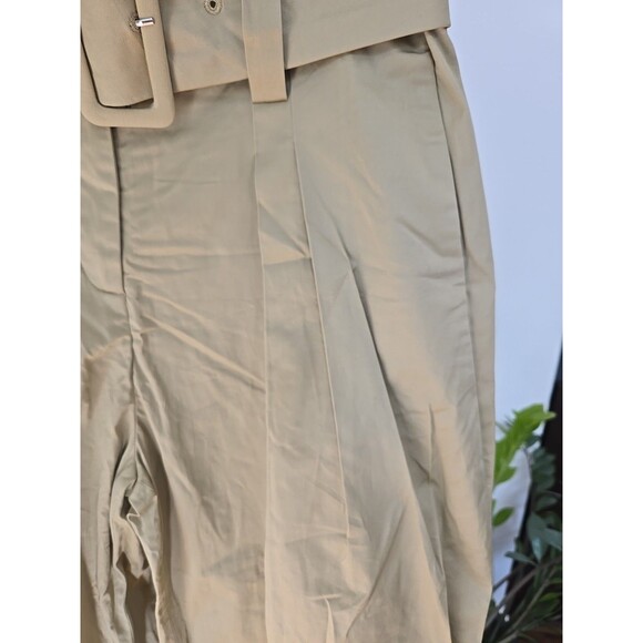 English Factory Trousers Women's Small Cropped Tan High Rise Belted Waist Pleat - Picture 5 of 10